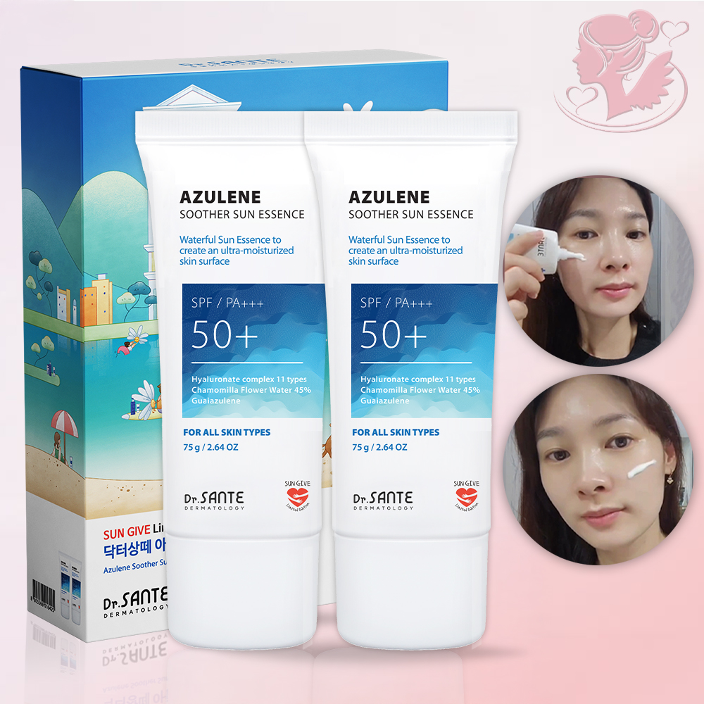 (1+1) 상떼 선크림 아줄렌 수더 선 에센스 75gx2개 썬크림 듀오 세트