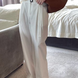 bronze 브론즈 웨이브 코튼 벨트 핀턱 와이드 팬츠 2color