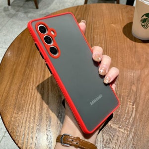 풀커버 카메라보호 실리콘 투톤 범퍼 케이스 레드, 갤럭시A34
