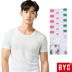 BYC 남성 반팔 런닝 5매 순면 남자 기본 티셔츠 흰색 화이트 주니어 티반 베이직 라운드넥 빅 5S BYC1903