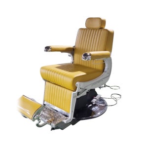 토탈헤어 - 제닉스 자동 바버체어 무광화이트 전동 미용의자 이발소의자 국내제작상품