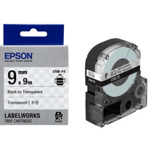 (Epson)엡손 라벨테이프 ST9K-PX / 규격 9mmX9m 투명바탕 검정글씨