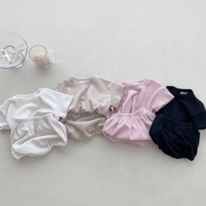 핑크 한정세일 엄마랑커플 데일리 플리츠 냉장고 베베세트 여름아기옷