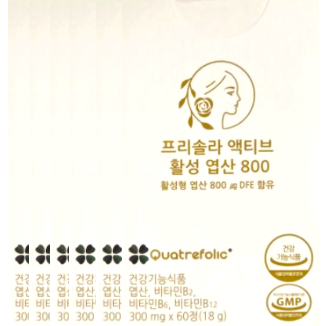 <b>프리솔라</b> 액티브 4세대 활성 엽산 800 300mg x 60정 x 6박스 12개월분