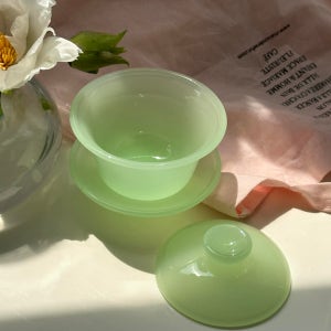 헤이유드 스테인드 글라스 내열유리 찻잔 그린1p