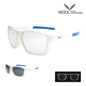 브이쿨 VK-2007 투명 변색 화이트 낚시용 자외선차단 선글라스 도수클립 포함