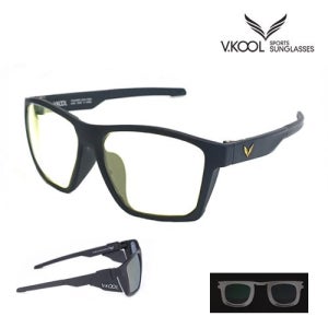 브이쿨 VK-2007 투명 변색 블랙 낚시용 편광 자외선차단 선글라스 도수클립 포함