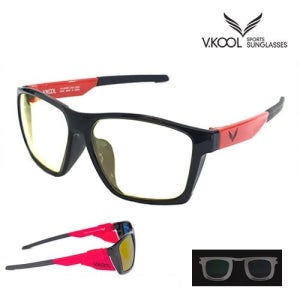브이쿨 VK-2007 투명 변색 레드 낚시용 편광 자외선차단 선글라스 도수클립 포함