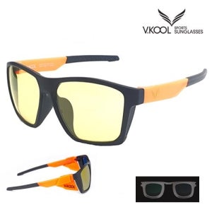 브이쿨 VK-2007 옐로우 변색 오렌지 낚시용 편광 자외선차단 선글라스 도수클립 포함