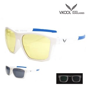 브이쿨 VK-2007 옐로우 변색 화이트 낚시용 편광 자외선차단 선글라스 도수클립 포함