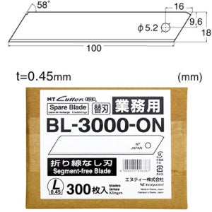 BL-3000-ON BL3000ON 빗금 없는 큰 커터 칼날 300매입 NT캇타 대형날