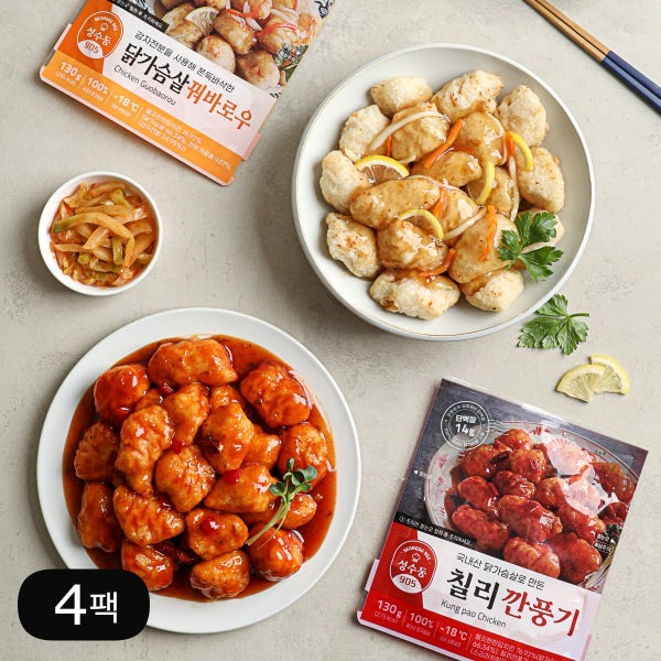 다신샵 성수동905 닭가슴살 꿔바로우&칠리깐풍기 3종 4팩 / 저당소스 마라소스