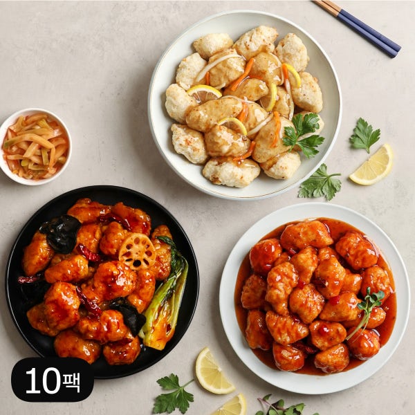 [주말특가] 다신샵 성수동905 닭가슴살 꿔바로우&칠리깐풍기 3종 10팩 / 저당소스