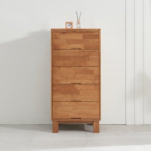 루뱅 드레스룸 엔틱 안방 옷 원목 미니 서랍장  600x470x1272mm, 5단, 월넛