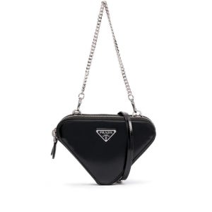 국내 프라다 1NR015 / 삼각 로고 브러시드 레더 파우치 백