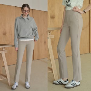 도밍고블루 봄 미라클 와이드밴딩 일자슬랙스 (여성 miracleblue 라벨 밴딩팬츠)