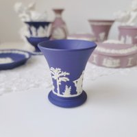 웨지우드 제스퍼웨어 다크 블루 스 베이스 Wedgwood Jasperware Dark Blue 영국 빈티지 앤틱 미니 화병 장식소품