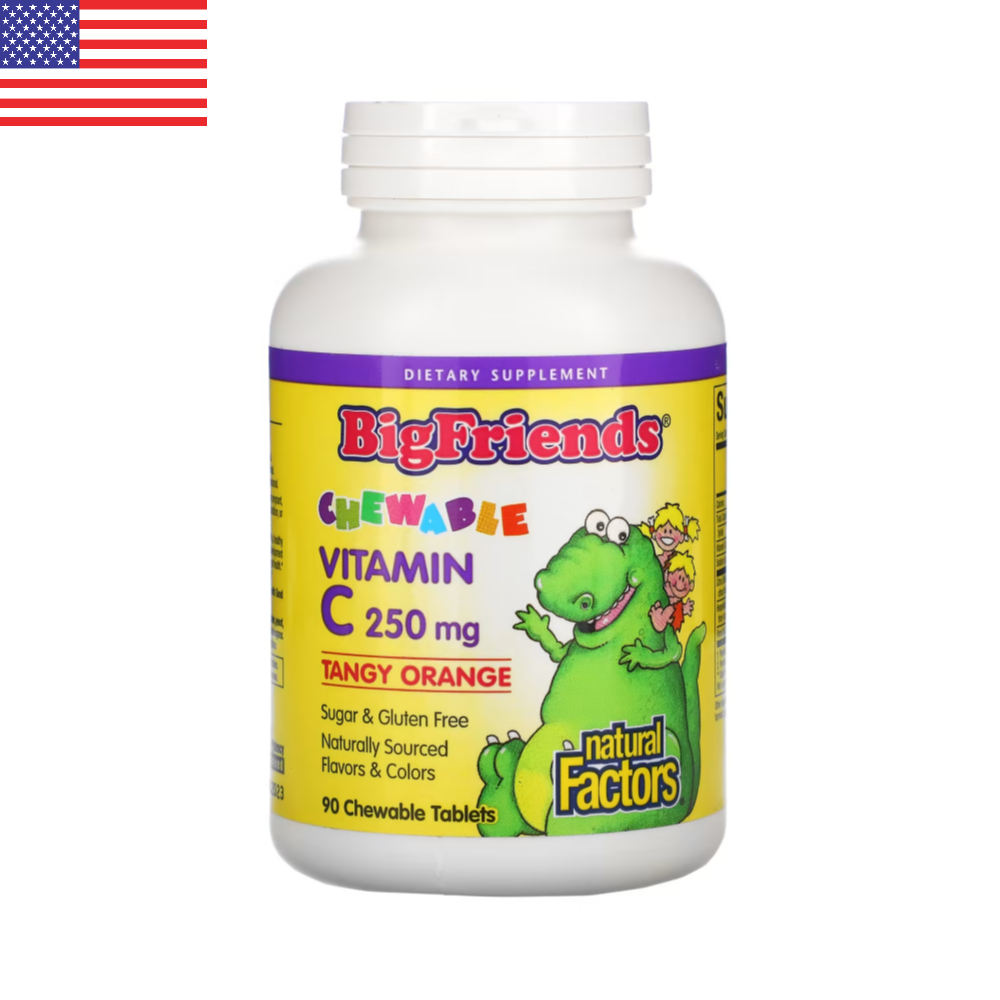 네추럴팩터스 <b>빅 프렌즈</b> 어린이 <b>츄어블 비타민</b>C 250mg 90정 오렌지맛