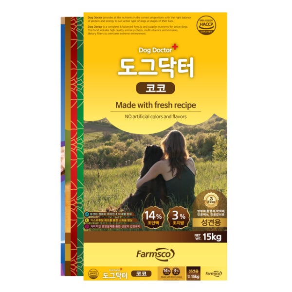 팜스코 대용량 개사료 15kg 대형견 강아지 특수견 진돗개 진도 애견사료 도그닥터 코코