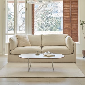 [1+1 커버증정] 레이디가구 컴오프 풀커버 신혼 패브릭 소파 3인용