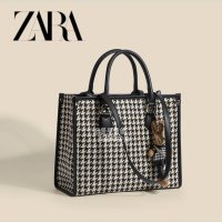 ZARA 자라 여성 하운드 체크 아가일 숄더 쇼퍼 토트백 기저귀 대용량 데일리백