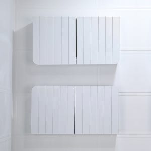 누오보 욕실장 플랩장 욕실 상부장 수납장 수건장 커브 라인 투도어 화이트 상하단장 세트