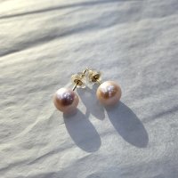 8-9mm Pink Pearl Earrings (핑크담수 14k 골드 귀걸이)