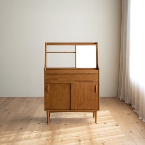 룬드 고무나무 원목 수납 콘솔 데스크 뷰로 화장대세트 월넛, 화장대(거울포함)