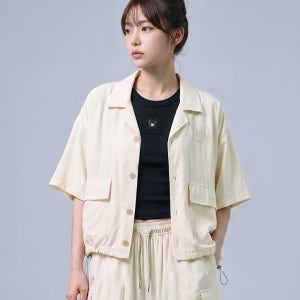 여성) 우븐 소프트 오픈카라 셔츠