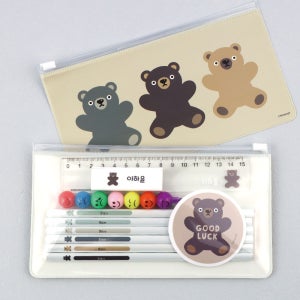 주문제작 문구 세트 선물 토이베어 브라운 A세트 한글24 어린이집 신학기 유치원 입학