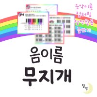 [음악워크지] 음이름 무지개 워크지 SET 계이름 교구 유아 피아노 피아노학원