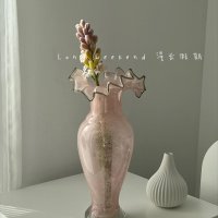 오브제 화병 핑크 유리 꽃병 FENTON 장치 홈 침실 데스크탑 장식