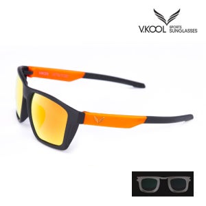 브이쿨 VK-2007 블랙 오렌지 낚시용 편광 자외선차단 선글라스 도수클립 포함