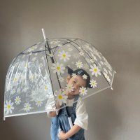 아동 데이지 돔 꽃 우산 귀여운 투명 비 아기 어린이 주니어 성인 특이한 아기우산 초등