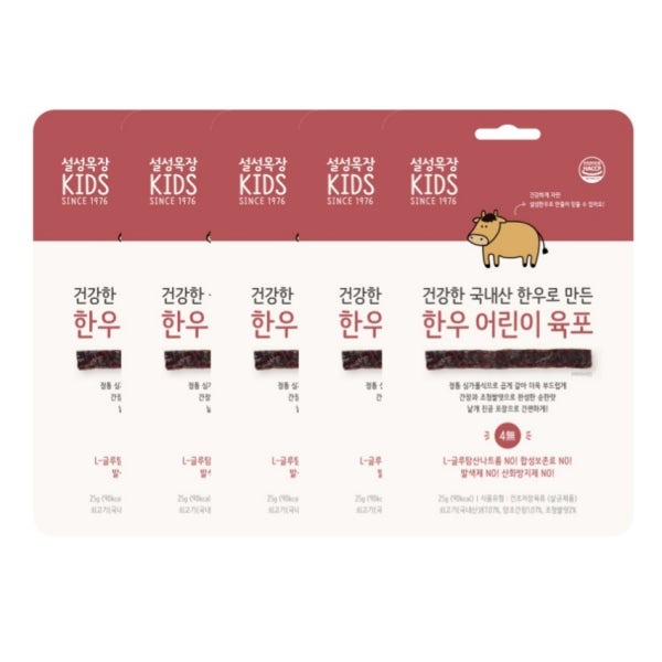 [설성목장] 무항생제 한우 한돈 어린이 아기 육포 소고기 아이간식 X 5개
