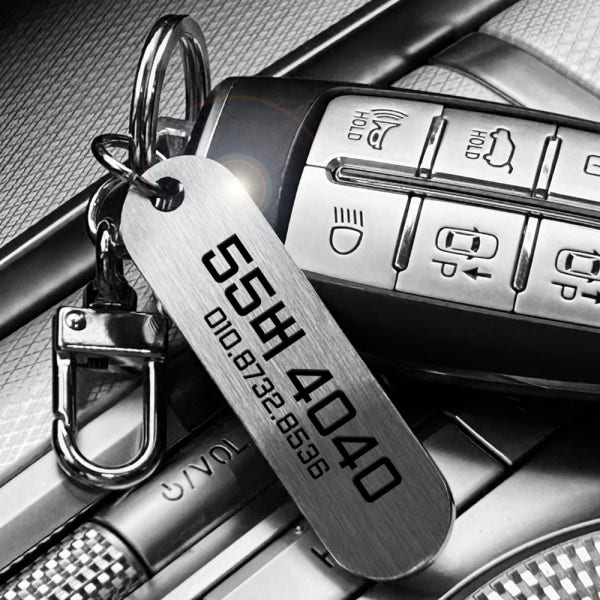 주문제작 메탈 스틱 양면 주차번호판키링 자동차키링 키홀더 열쇠고리 레이저각인 개별디자인 공체 기본패키지