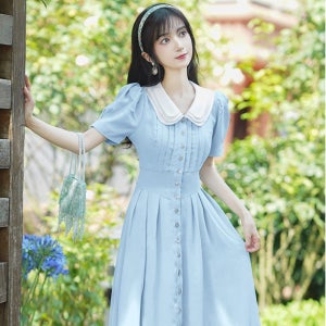 [개화기의상대여] 청춘교복 베이비블루 퍼프 졸사 졸업사진컨셉 경성의복 대여