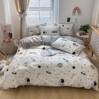 별이 빛나는 하늘 행성 우주 비행사 순수 코튼 3/4pcs 이불 커버 침대 시트 Pillowcase 소년 만화