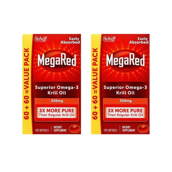 쉬프 메가<b>레드</b> 수퍼 오메가-3 <b>크릴 오일</b> 350mg 3X 모어 <b>퓨어</b> 120소프트젤 2팩 Megared Krill Oils