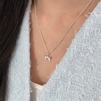 925silver ribbon ball chain necklace