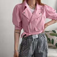 린넨 반팔 크롭 라이더 자켓 3 color