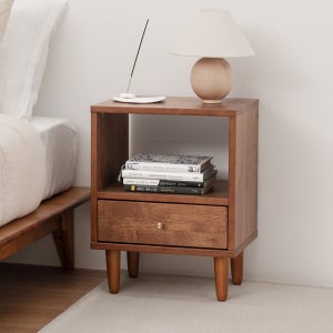 온어우드 DIY 브라우니 D형 고무나무 원목 침대 거실 협탁