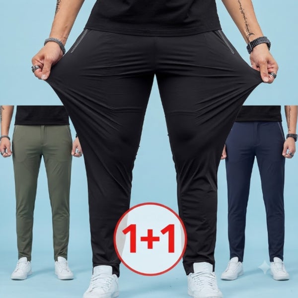 1+1 남자 여름 냉장고 바지 일자 스판 팬츠 작업복 아이스 쿨 냉감 빅사이즈