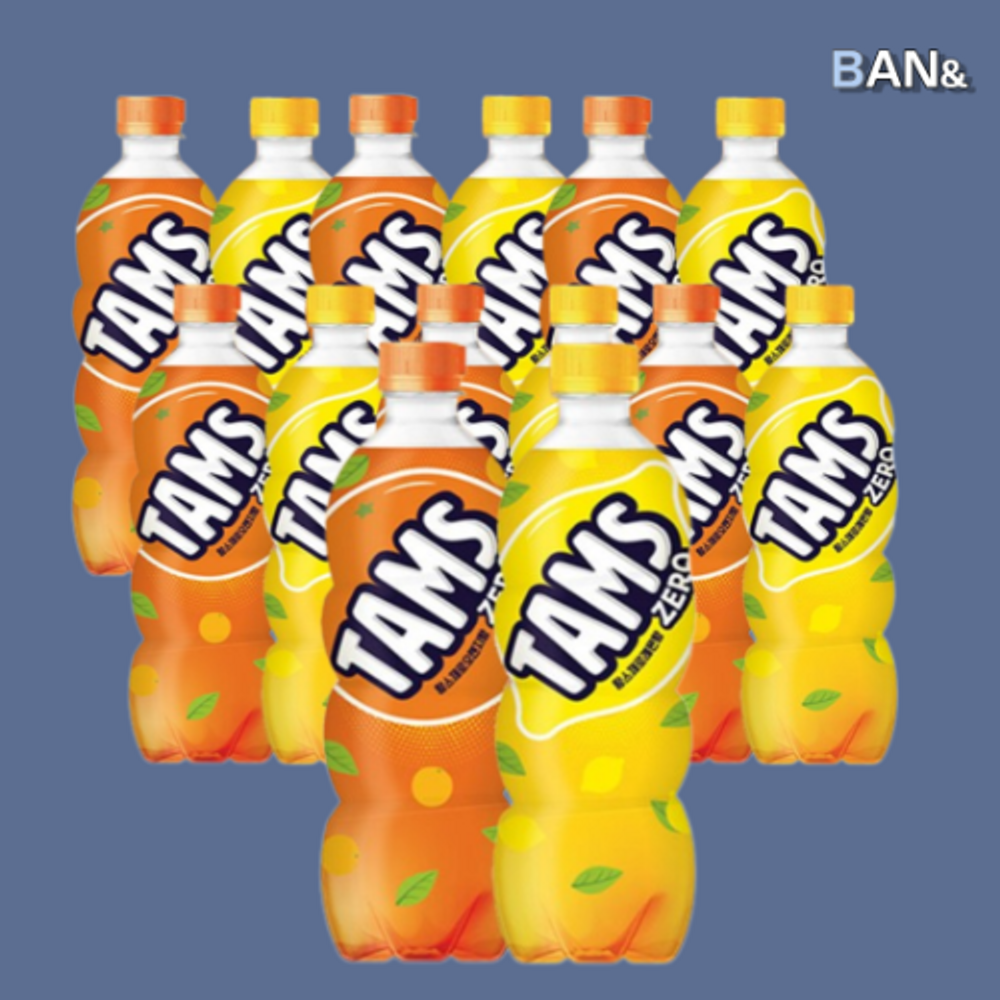 탐스제로 레몬+오렌지 600ml 24펫 스파클링 음료 과즙 제로 탄산