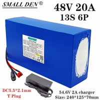 48V20A 리튬 배터리 팩 54.6V2A 충전기 18650 13S6P 내장 25A 밸런스 BMS 1000W 전기 자전거 세트