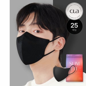 CLA 클라 라이트 KF94 슬림핏 새부리형 컬러 마스크 대형 블랙 25매