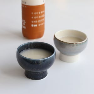 핸드메이드 투톤도자기 굽 막걸리잔 다용도후식볼