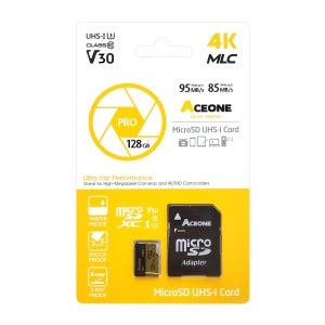 에이스원 MLC 마이크로SD 128GB 4K U3 V30 액션캠 캠코더 고프로 오즈모 호환 MicroSD