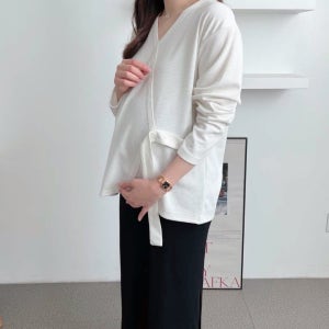 세일상품 사선 끈 포인트 롱 티셔츠 임산부 만삭 촬영 하객룩 맘룩 빅사이즈 기본 티