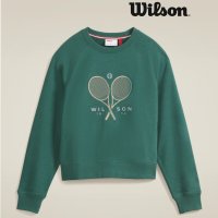 윌슨 23ss 테니스웨어 그렌드파크 여성 크루넥 테니스 맨투맨 셔츠 Field Green